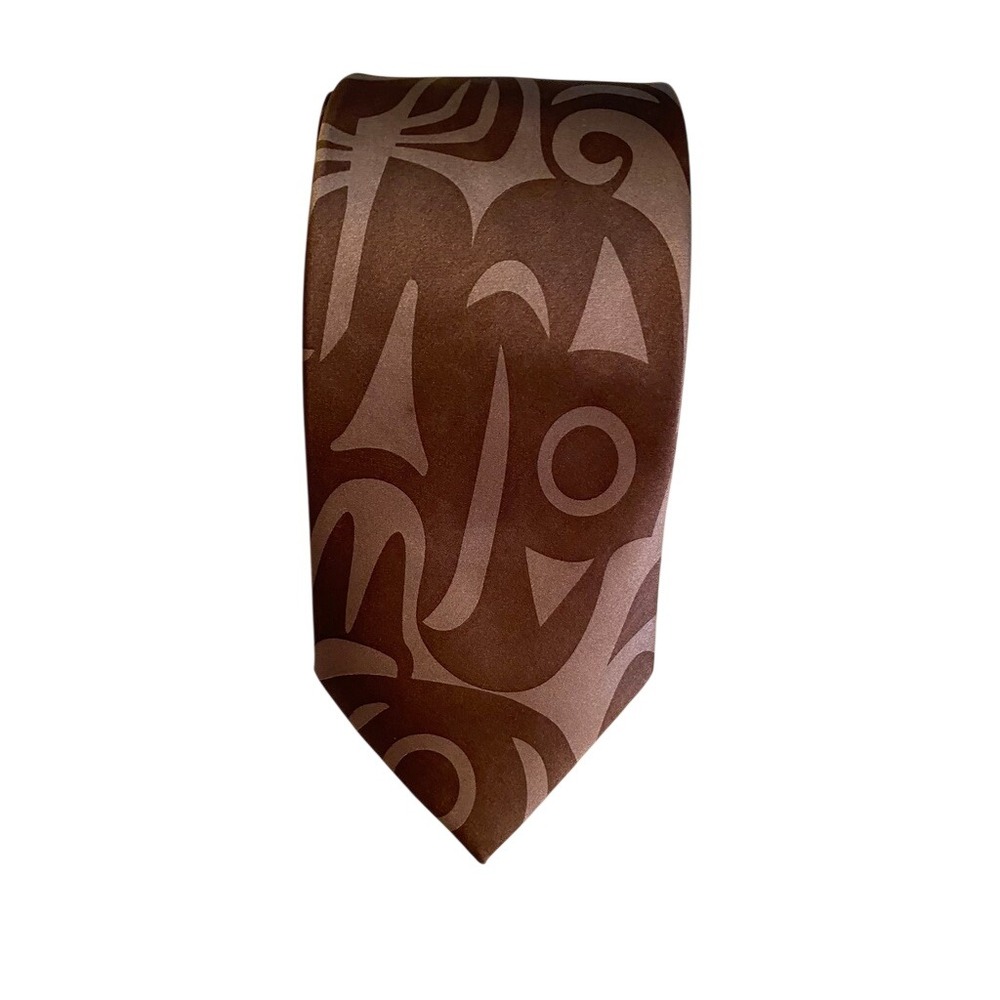 Native Northwest Whale and Thunderbird Brown Silk Tie Maynard Johnny Jr Salish